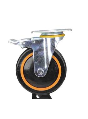 芯中型单款刹车黑色定制轮轴寸聚氨酯万向脚轮橙色 5工业内