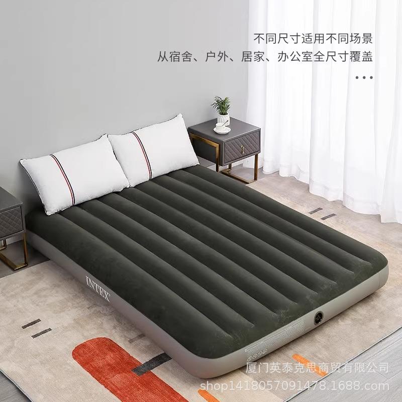 intex 64109绿色加大双人植绒线拉空气床气垫床午休野营床