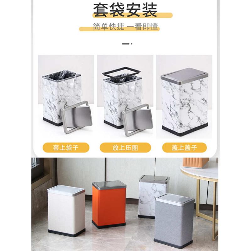 RI0T卫生间厕所垃圾桶摇盖带盖窄长方家用厨房翻盖不锈钢卫生桶