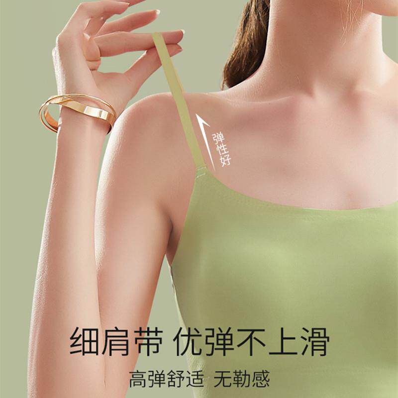 新款直销夏季薄款美背吊带小背心女抹胸内衣外穿带胸垫一体式文胸