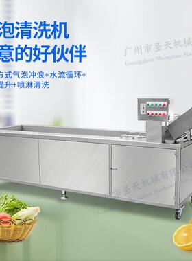 电动果蔬清洗机预制菜加工设备不锈钢蔬菜翻浪式气泡清洗机