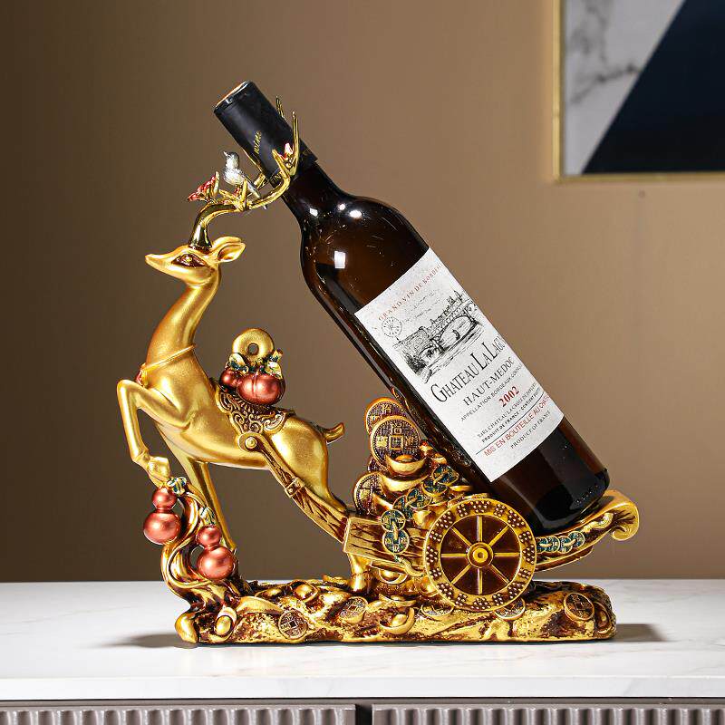 一鹿发财红酒架酒柜摆件创意高档客厅家居玄关电视柜办公室装饰品