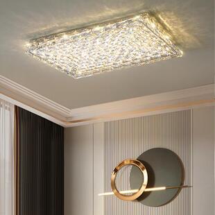 后现代简约长方形水晶客厅灯主卧室轻奢设计师2026年新款吸顶灯具