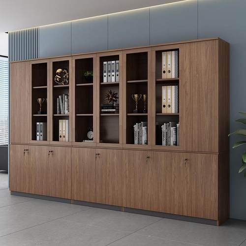 柜子储物柜文件NES柜料柜件档案木柜办公室文资柜质带锁落地式保