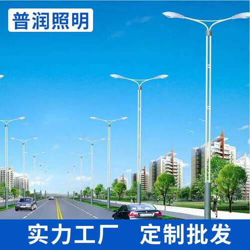 厂家直供新农村LED市电双臂道路灯建设市政道路工程高亮双头路灯