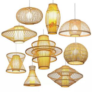 绛县平陆县现代简约田园风格餐厅竹艺吊灯饭店阳台日式灯笼竹艺灯