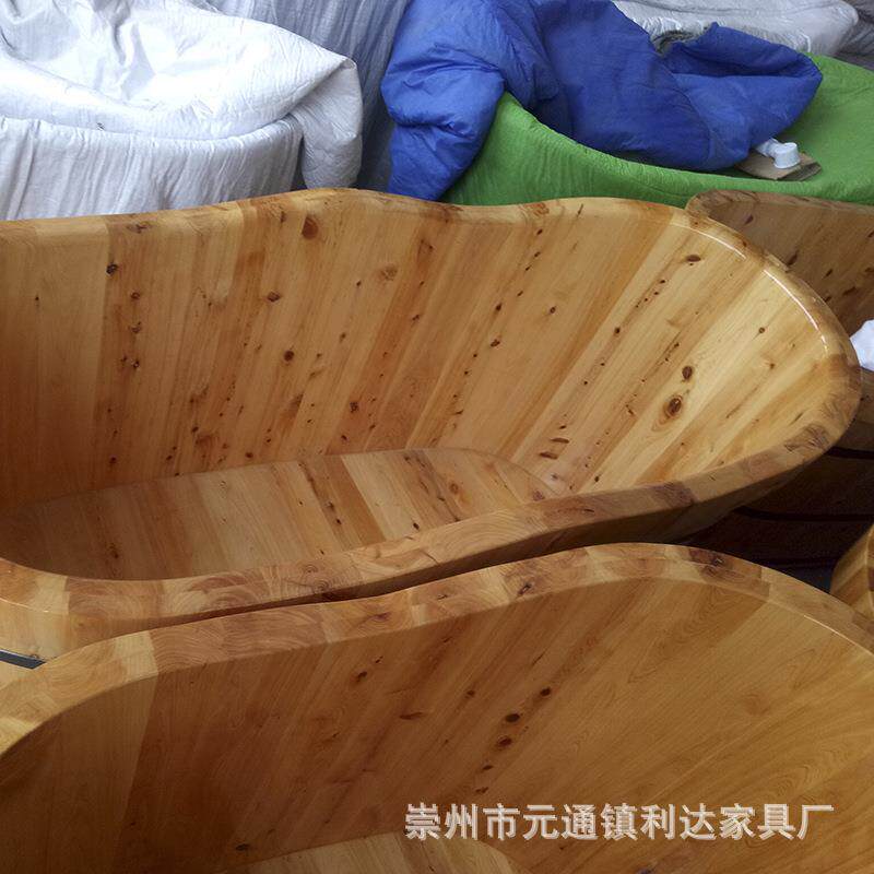 澡堂泡澡钢扶手木质浴桶柏木洗澡桶家用成人泡澡木桶座浴桶