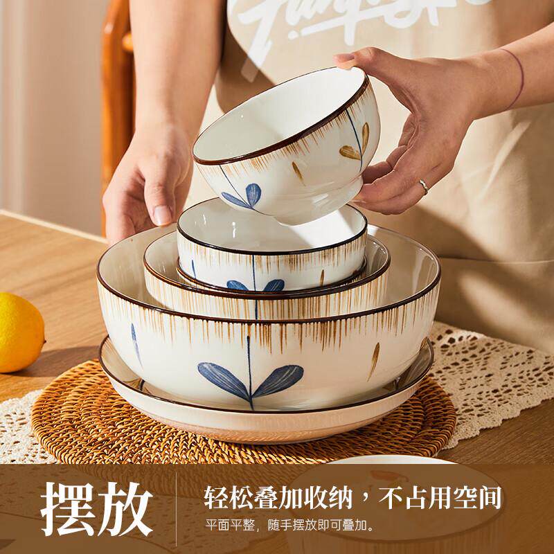 日式陶瓷餐具碗碟套装家用简约乔迁碗碟盘套装高颜值家用碗盘套装