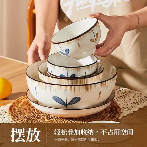 日式陶瓷餐具碗碟套装家用简约乔迁碗碟盘套装高颜值家用碗盘套装