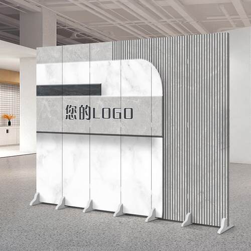 公司LOGO屏风隔断办公客厅酒店会议室遮挡简约现代折叠移动墙