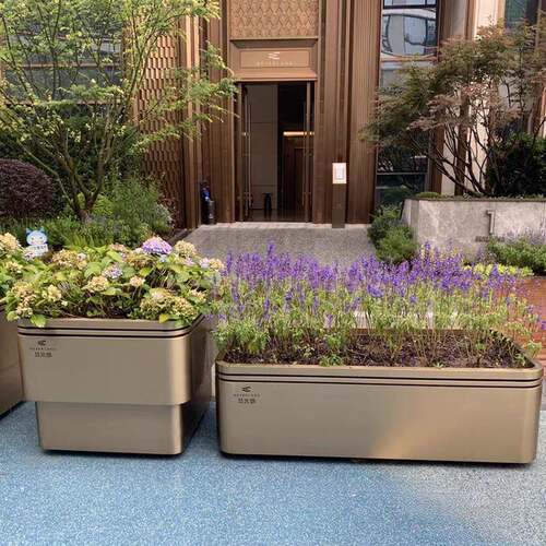 户外铁艺花箱室外大型花坛移动种植槽不锈钢花池广场花盆景观花架