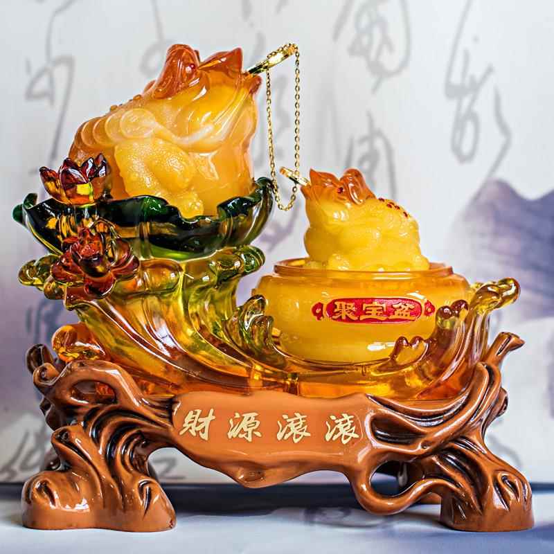 厂家仿玉金蟾招财进宝摆件大号旺财三足金蝉蟾蜍店铺开业礼品