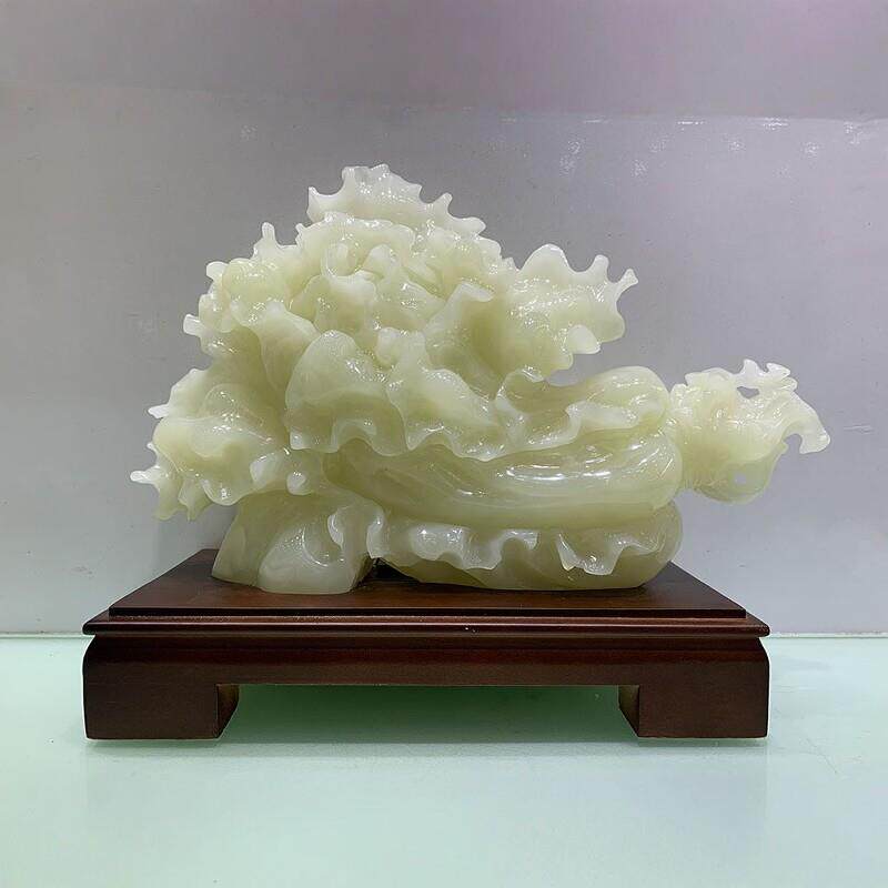 天然阿富汗青玉白菜摆件招财聚福家居办公室公司乔迁开业工艺礼品