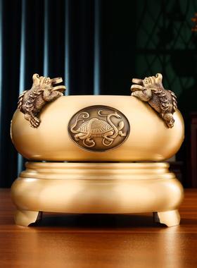 黄铜《四方来财聚宝盆》摆件金蟾家居客厅店铺前台装饰品开业礼品