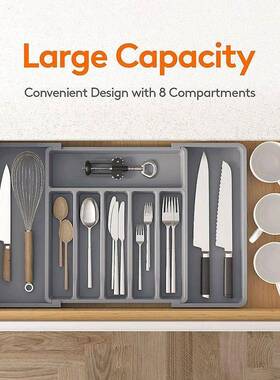 Expandable Utensils Tray Kitchen Cutlery Storage Box Knife