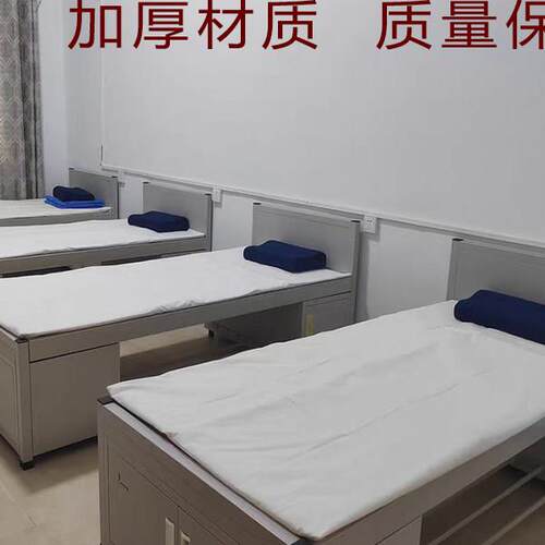 钢制加厚单人铁床架单层铁架床宿舍90公分铁艺床1米制式铁皮军官