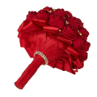 新娘大红色玫瑰手捧花珍珠爱心水钻蝴蝶LOVE花束高级感婚礼捧花