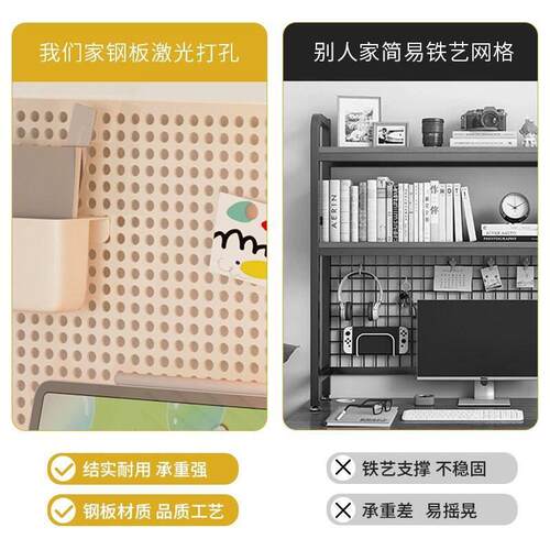 桌面洞洞板置物架书桌收纳学生电脑桌桌上书架多层铁艺工位整理架
