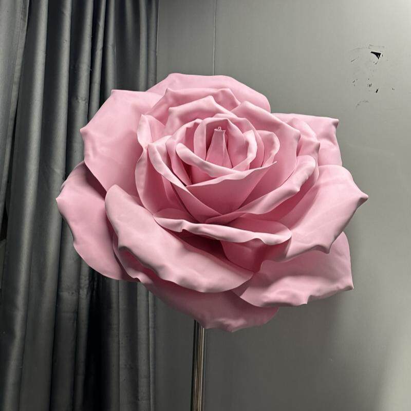 EVA巨型玫瑰花粉色防水商场店铺装饰仿真花情人节美陈巨型花艺
