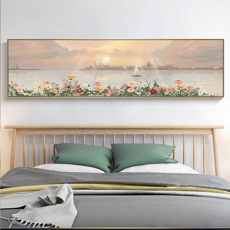 北欧抽象床头装饰画植物花卉轻奢卧室挂画小清新现在简约客厅壁画