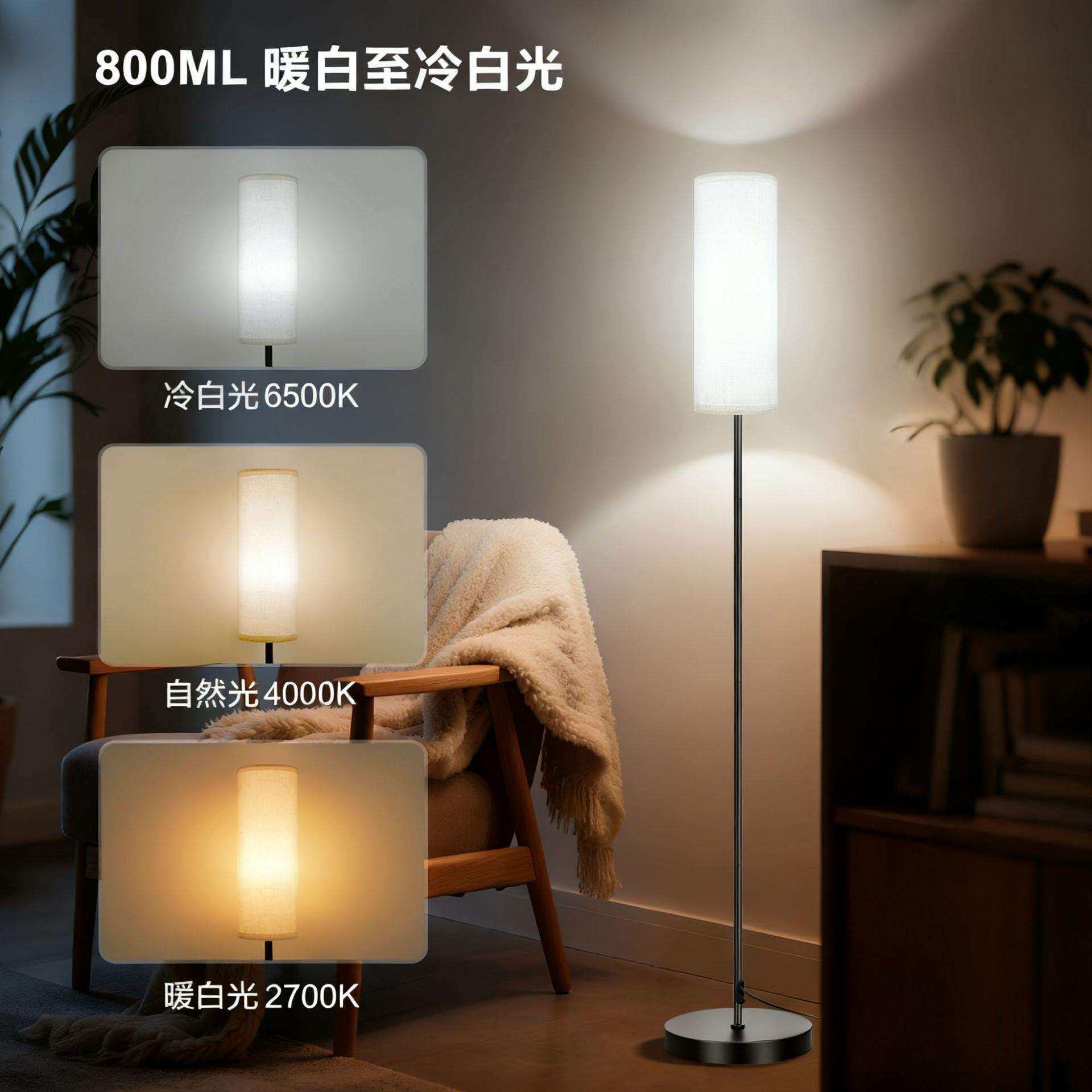跨境led落地灯客厅高颜值卧室落地氛围灯中古风直杆立式落地台灯