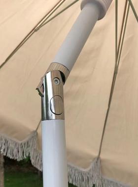 户外货滩2.2米流苏涤纶木闲色伞沙伞DM-8218印花休庭院现装饰伞防