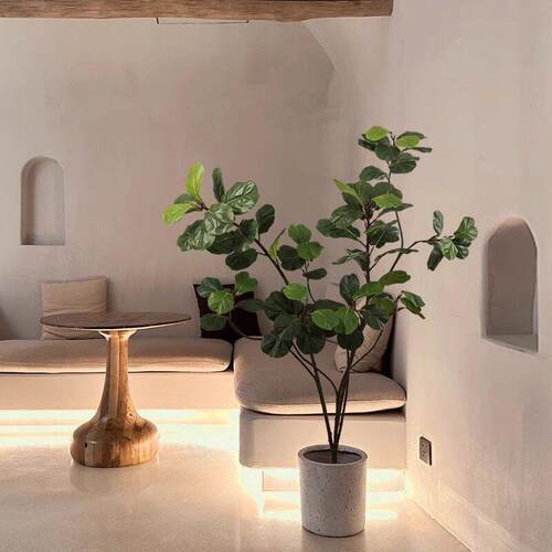彷真绿色植物琴叶榕室内彷生植物景观高端轻奢落地盆栽假树装饰摆