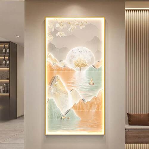 现代轻奢关装饰LP0425-7画山进门入画户大气水挂客厅走廊过道玄高