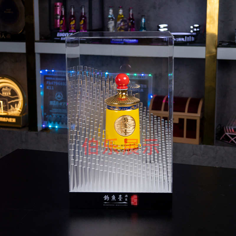 透明高档亚克摆 力座台酒发光座钓鱼台 底座展示架白酒发光酒洋酒