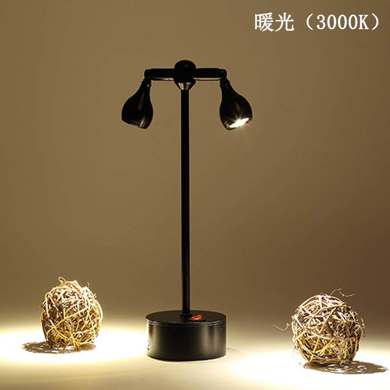 双头led无线可充电射灯1W3W珠宝柜台展示灯酒吧台餐桌电池小射灯