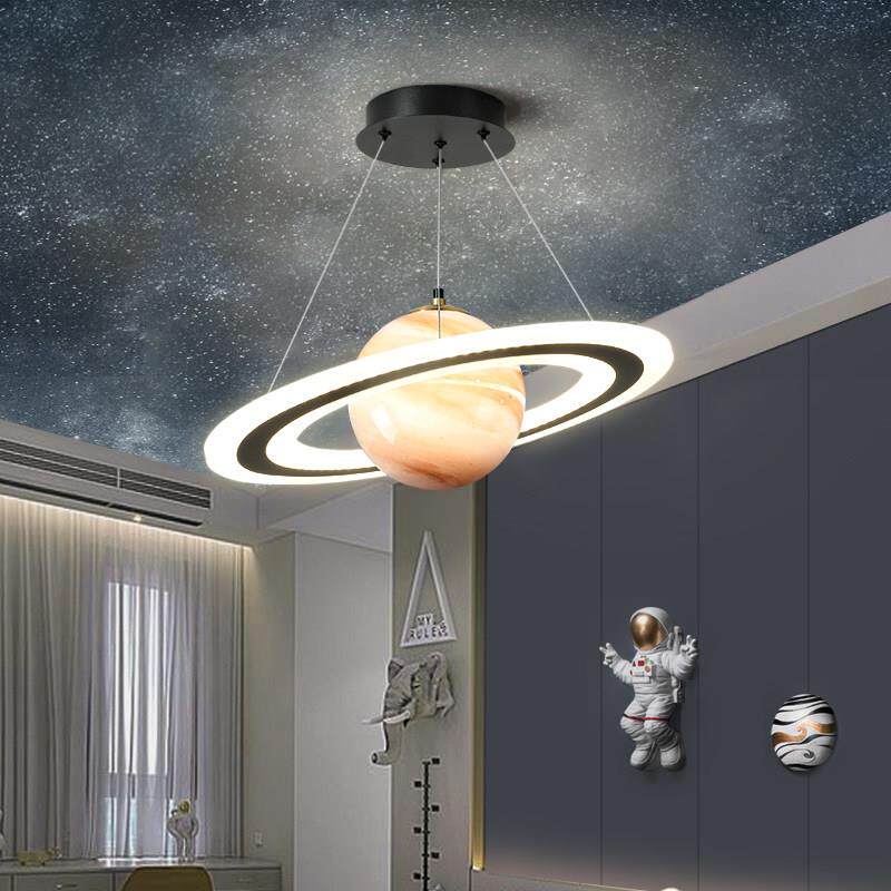 星球灯儿童房吊灯创意地球男孩女孩房间主卧室灯太空星空灯具网红