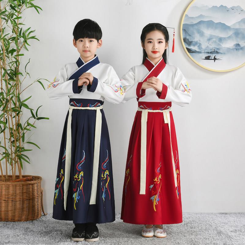 汉服男童国学服幼儿园古装女童服装三字经弟子规儿童演出服小学生