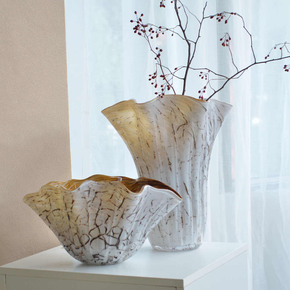 极简白色裂纹琉璃花器现代售楼部客厅茶几餐厅玄关插花花瓶摆件,家居饰品,花瓶,淘宝优惠券,粉丝福利购,淘宝优惠卷