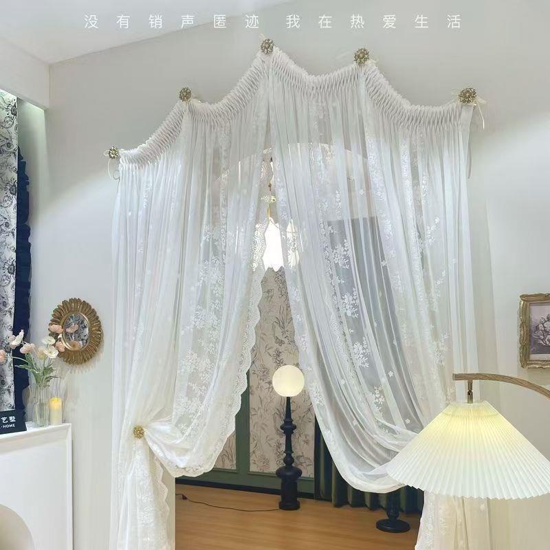 穹顶式纱帘法式拱形门洞窗帘门帘蕾丝纱帘衣帽间梦幻帘公主风成品