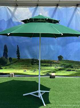 批发户外3米遮阳庭院沙滩 双层纤维伞 超强抗风双顶纤维骨中柱伞