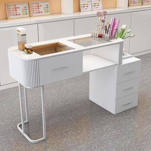 奶油风269美甲桌白色式 璃玻单纳人全套轻奢日简约美甲台收折叠美