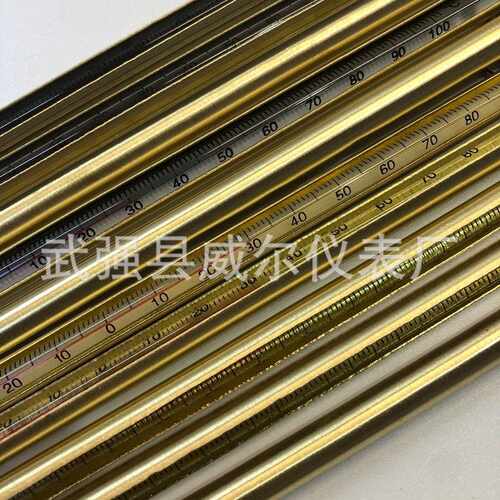 新款直销供应金属套温度计 铜套铜管温度计30CM 矿用棒式玻璃温度