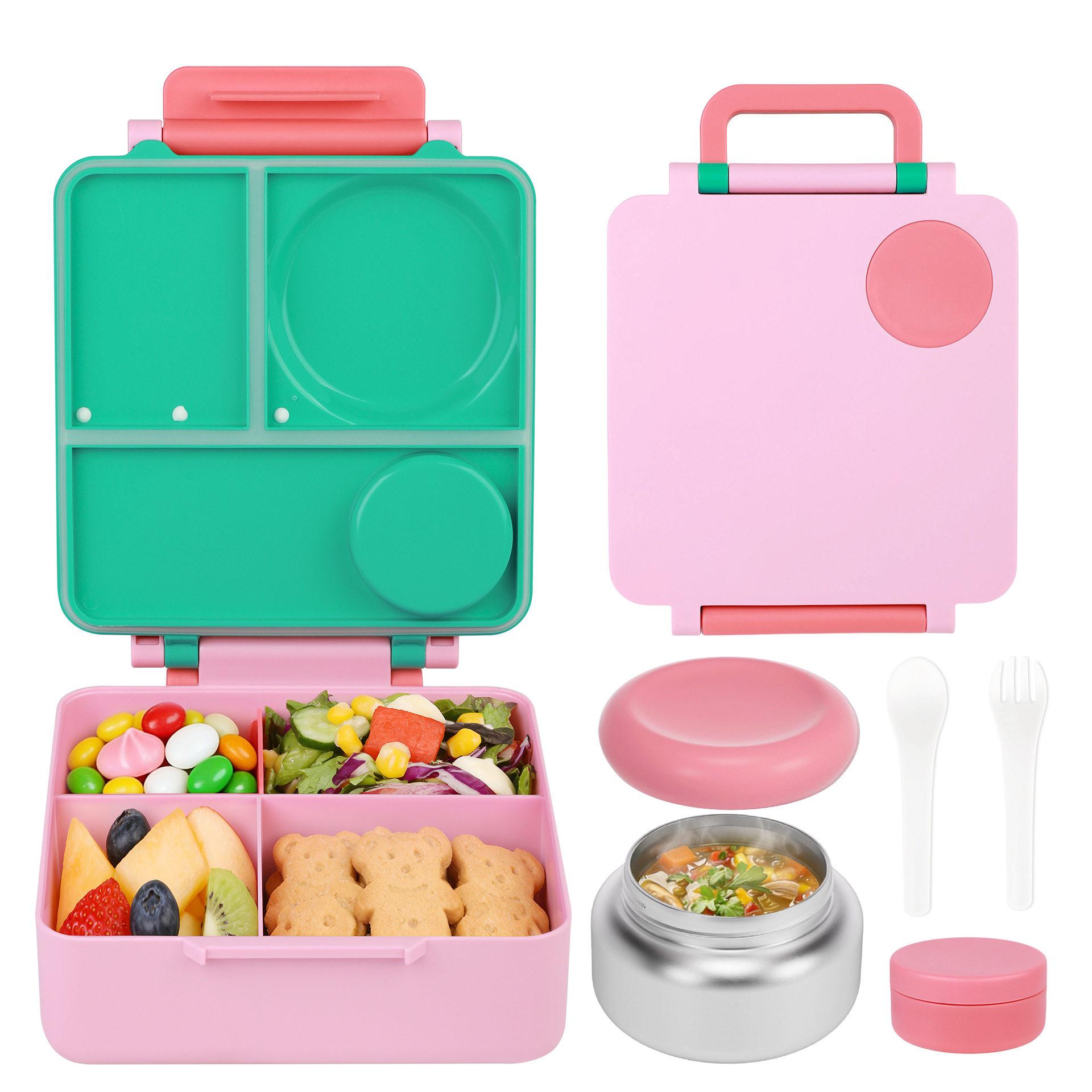 儿童便当盒不锈钢碗饭盒塑料餐盒可微波炉加热分格便当儿童午餐盒