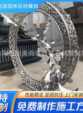 不锈钢光面几何体月亮广场步行街不锈钢景观雕塑月亮景观摆件