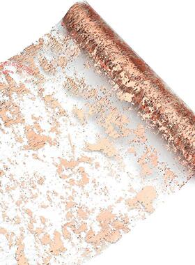 Rose Gold Thin Mesh Table Runner Glitter Sequin Metallic