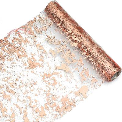Rose Gold Thin Mesh Table Runner Glitter Sequin Metallic
