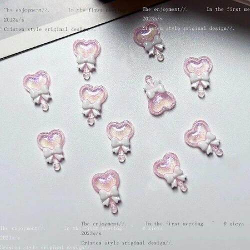 20pcs 3D Korean Kawaii Pink Resin Nail Art Charms Japanese