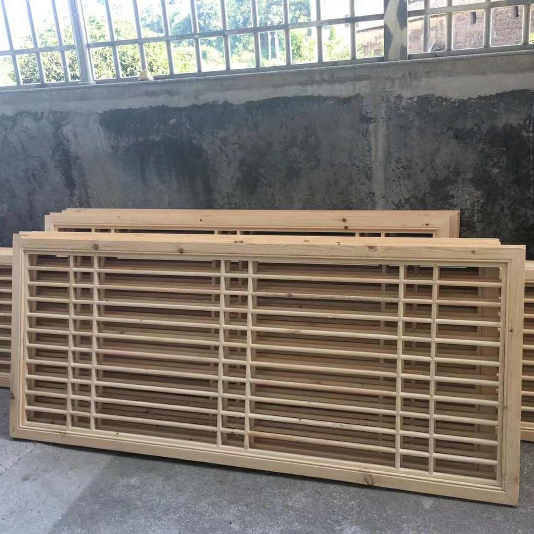 栅镂空木雕中式实木花格门窗玄关仿古东阳木格吊顶隔断墙背景屏风
