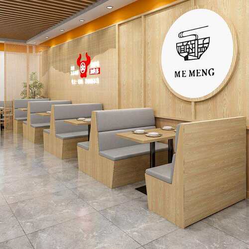 简约中式快餐小吃店餐桌面馆靠墙卡座沙发奶茶汉堡店餐厅实木桌椅