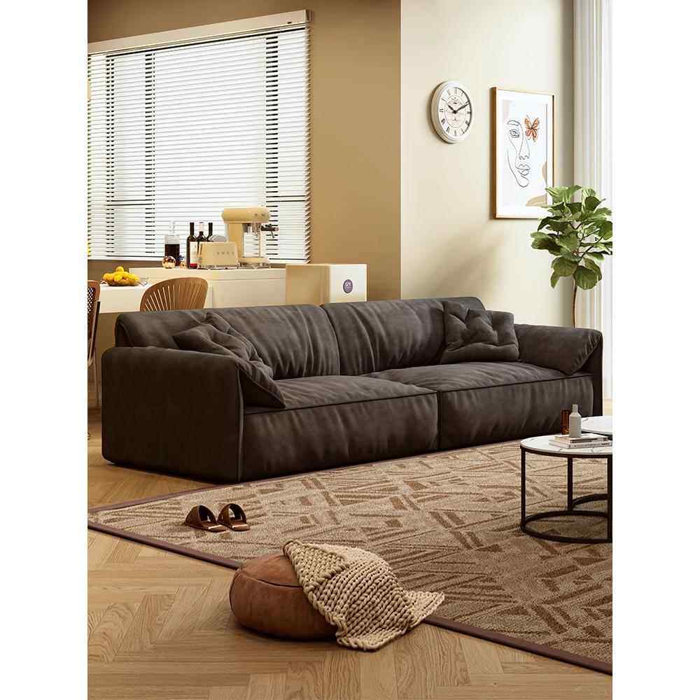 意式极简大象耳朵科技布沙发小户型客厅三人位直排豆腐块布艺沙发