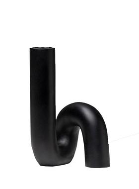 简约现代北欧几何不规则扭曲弯管花瓶花器软装样板间圆球家居饰品