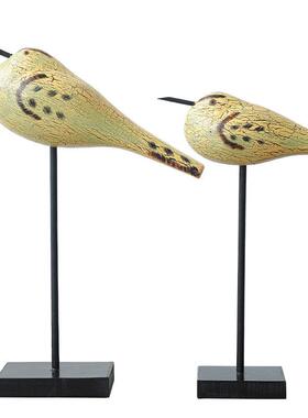 欧北套二裂纹鸟摆件现代简约卡通动摆物木质件VNH家居创饰意可爱