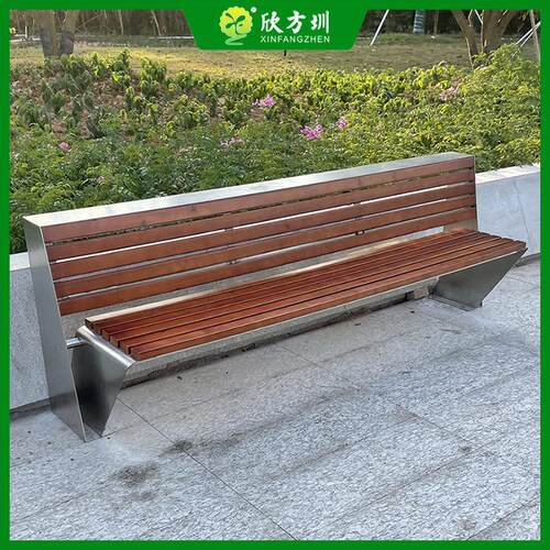户外小区公园公共庭院长条形不锈钢休闲椅园林椅双人金属座椅坐凳