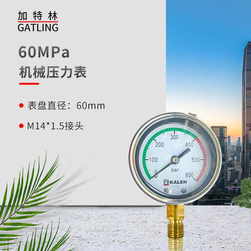 加特林机械可视压力表高压清洗机泵头配件智能数显60Mpa100Mp耐震
