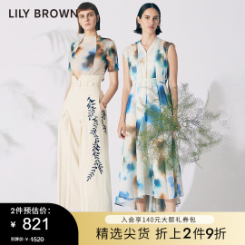 LILY BROWN春夏款 小V领晕染无袖系带收腰连衣裙LWFO222008